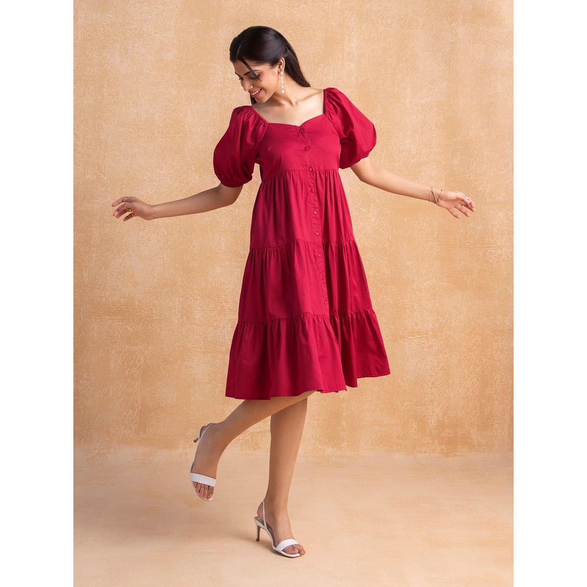 فستان ميدي بكسرات وجيوب فِميلا × ستايلي-women-clothing-dresses-image-1