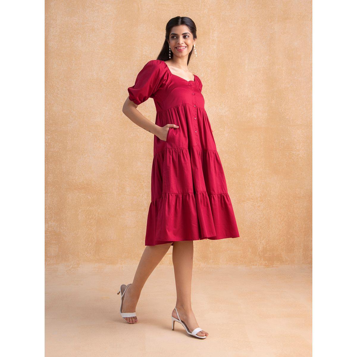 Femella X Styli Cotton Tiered Midi Dress with Pockets-women-clothing-dresses-image-2