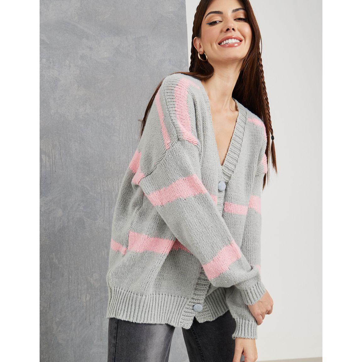 Styli Oversized Striped Detail Button Up Cardigan-women-winterwear-cardigansandjumpers-cardigans-image-4