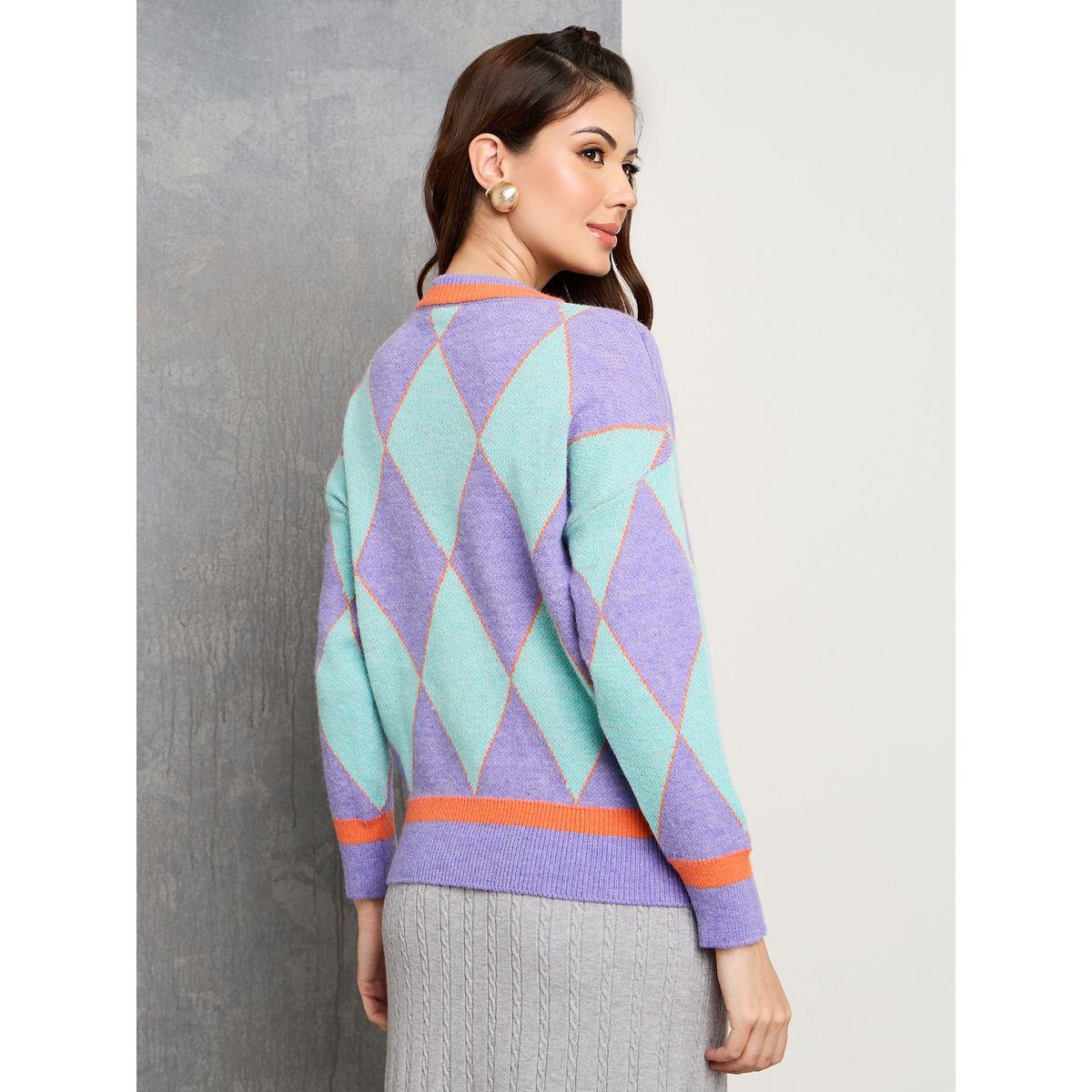 Styli Geometric Pattern Color Contrast Sweater-women-clothing-cardigansandjumpers-jumpers-image-4