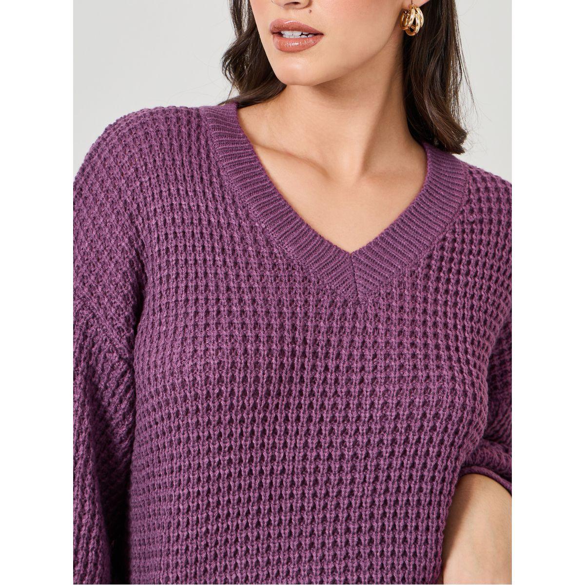 Styli Oversized Fit Chunky Knit V Neck Sweater-women-clothing-cardigansandjumpers-jumpers-image-3