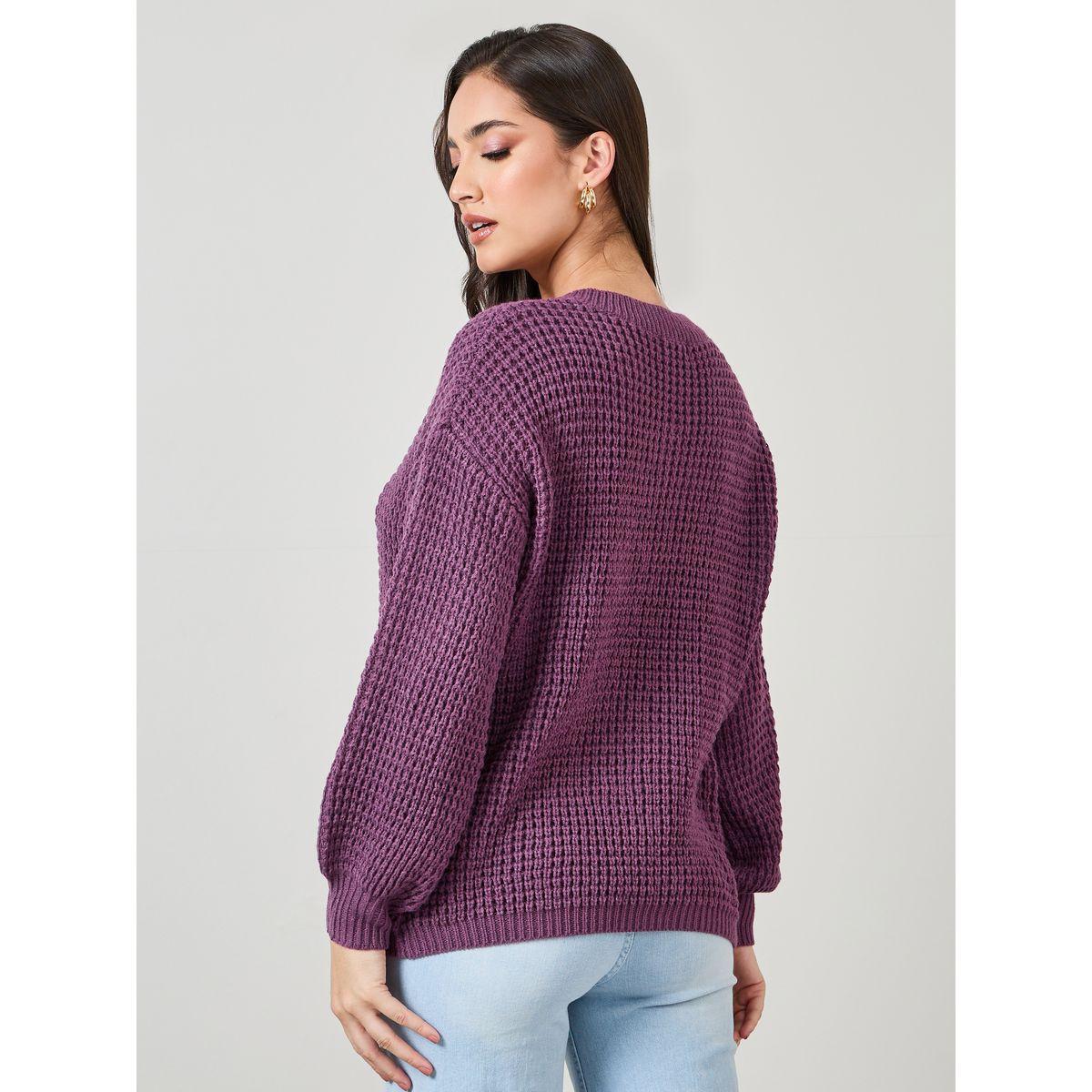 Styli Oversized Fit Chunky Knit V Neck Sweater-women-clothing-cardigansandjumpers-jumpers-image-4