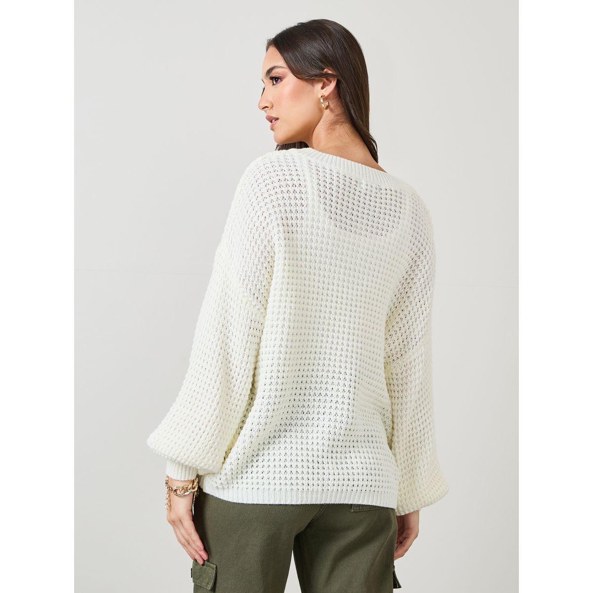 Styli Oversized Fit Chunky Knit V Neck Sweater-women-clothing-cardigansandjumpers-jumpers-image-4