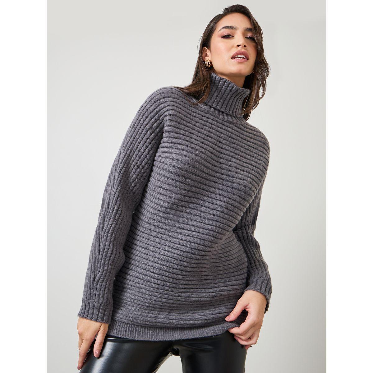 سويتر مضلع بقصة عادية-women-clothing-cardigansandjumpers-jumpers-image-1
