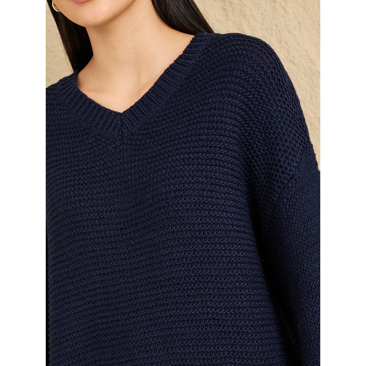Styli Longline V Neck Chunky Knit Sweater-women-clothing-cardigansandjumpers-jumpers-image-3
