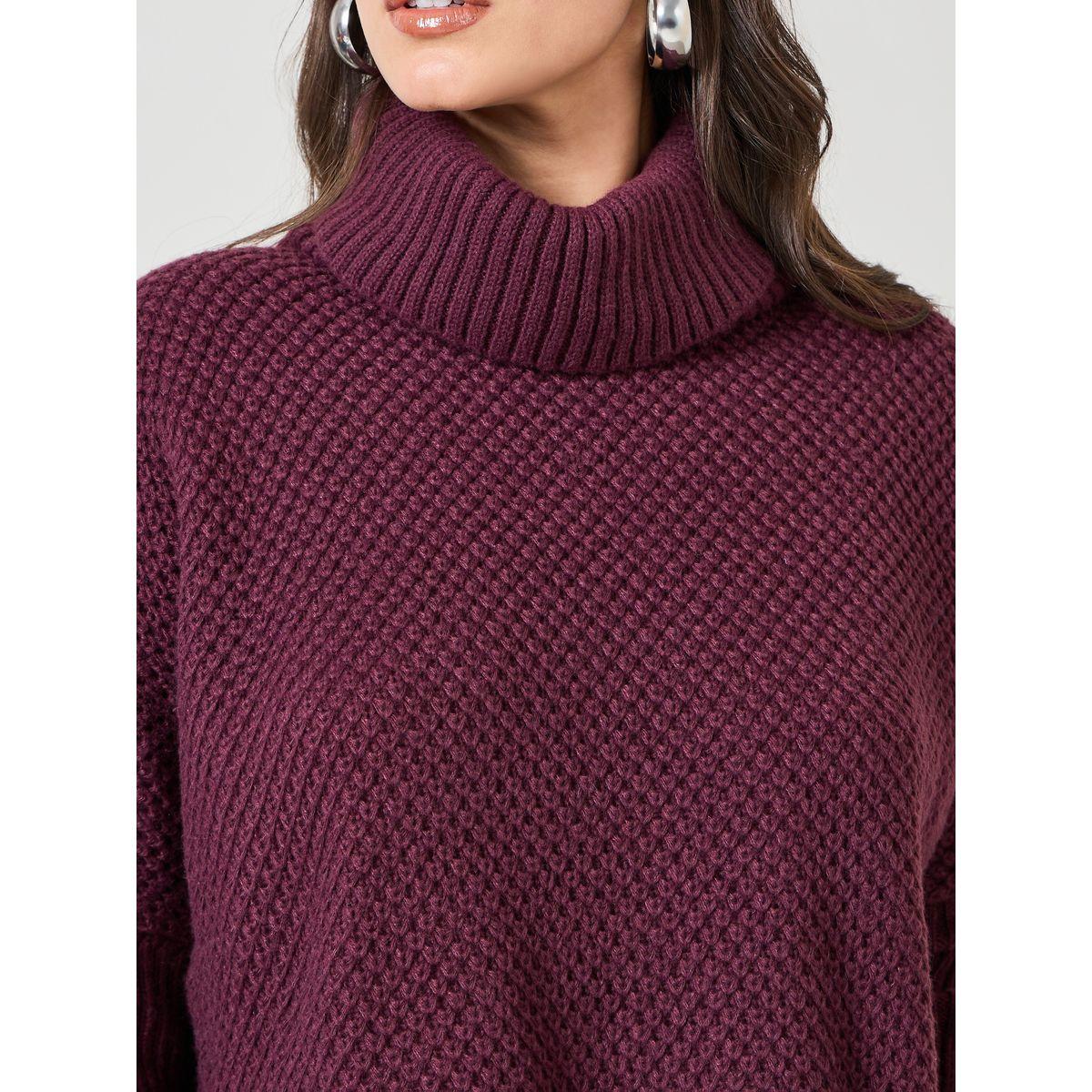 Styli Oversized Turtle Neck Textured Sweater With Side Slits-women-clothing-cardigansandjumpers-jumpers-image-4