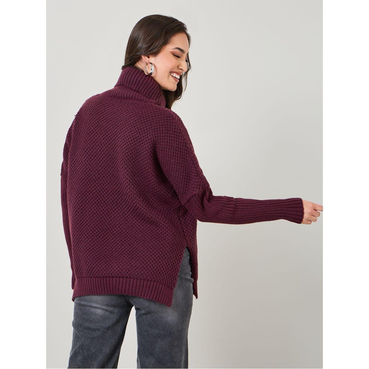 Styli Oversized Turtle Neck Textured Sweater With Side Slits-women-clothing-cardigansandjumpers-jumpers-image-6