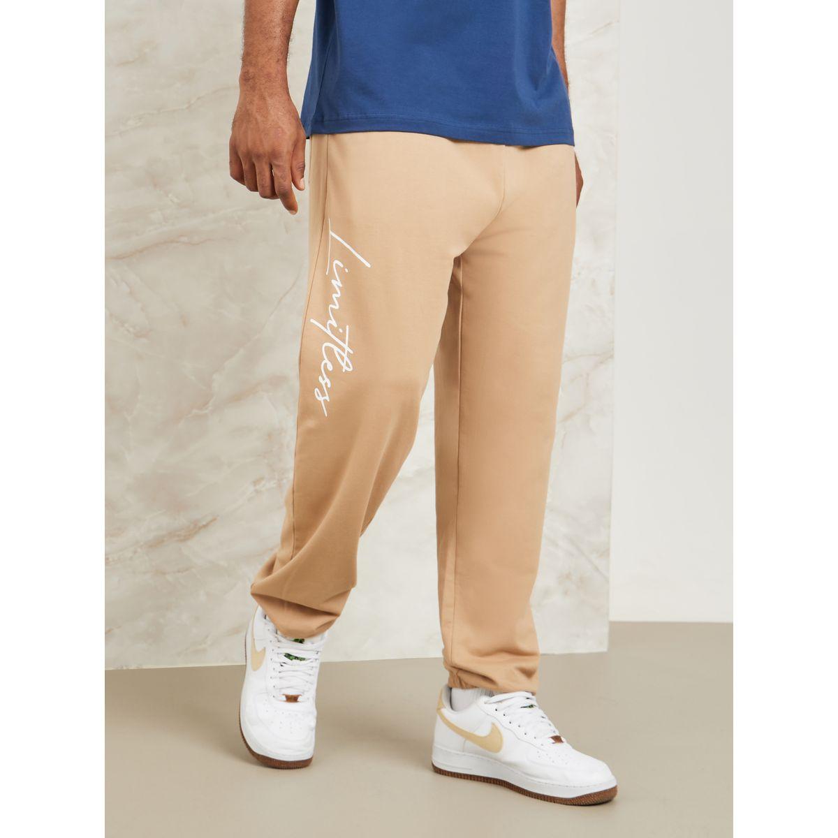 Styli Slogan Print Oversized Jogger with Drawcord Detail-men-clothing-bottoms-joggers-image-1