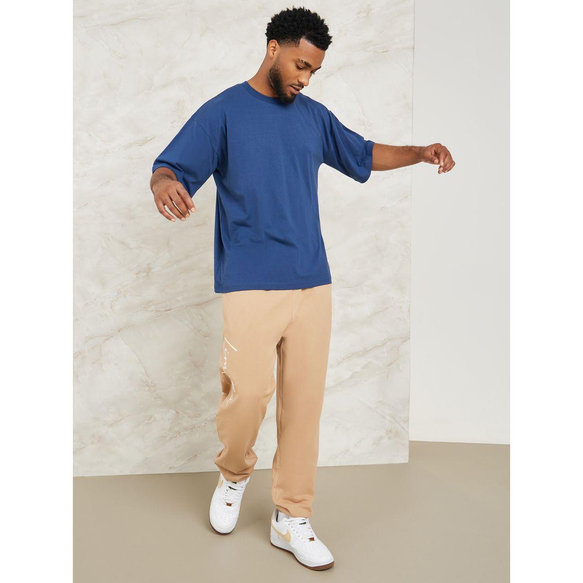 Styli Slogan Print Oversized Jogger with Drawcord Detail-men-clothing-bottoms-joggers-image-2