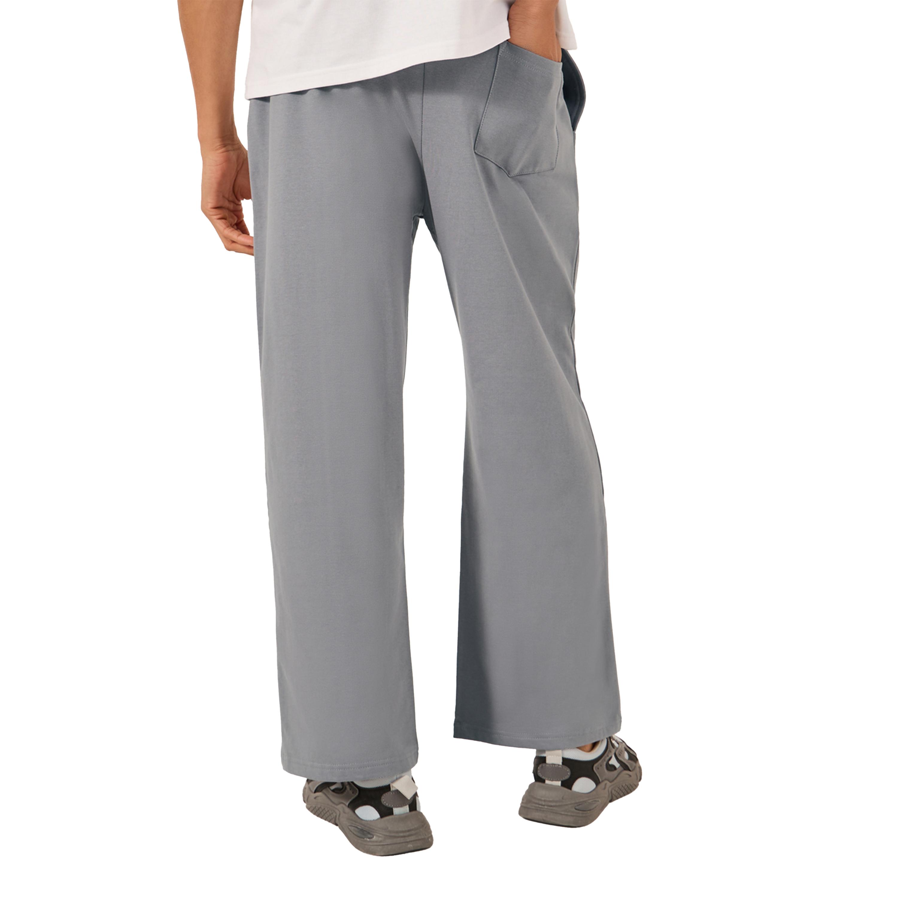 ستايلي - بنطال رياضي صوف واسع الساق بكسرة مع تفاصيل شارة-men-clothing-bottoms-joggers-image-4