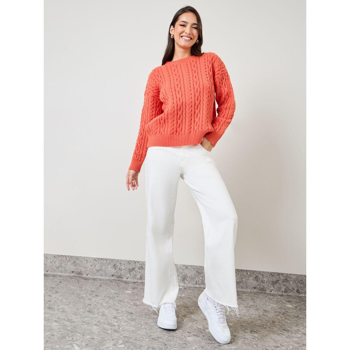 Styli Solid Regular Fit Cable Knit Sweater-women-clothing-cardigansandjumpers-jumpers-image-2