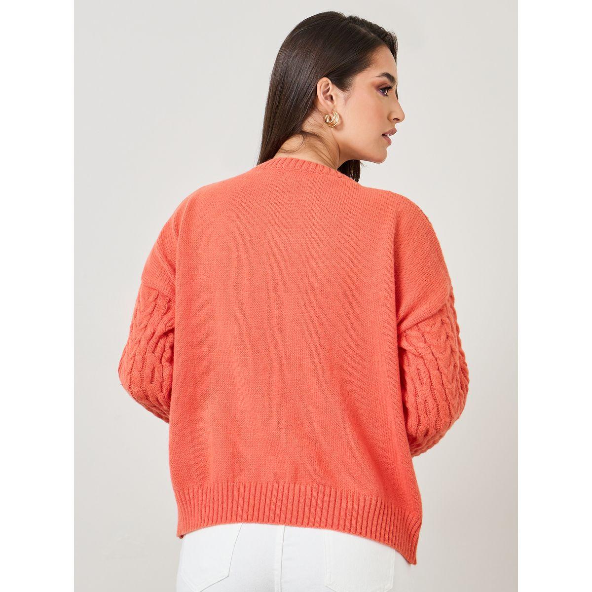 Styli Solid Regular Fit Cable Knit Sweater-women-clothing-cardigansandjumpers-jumpers-image-4