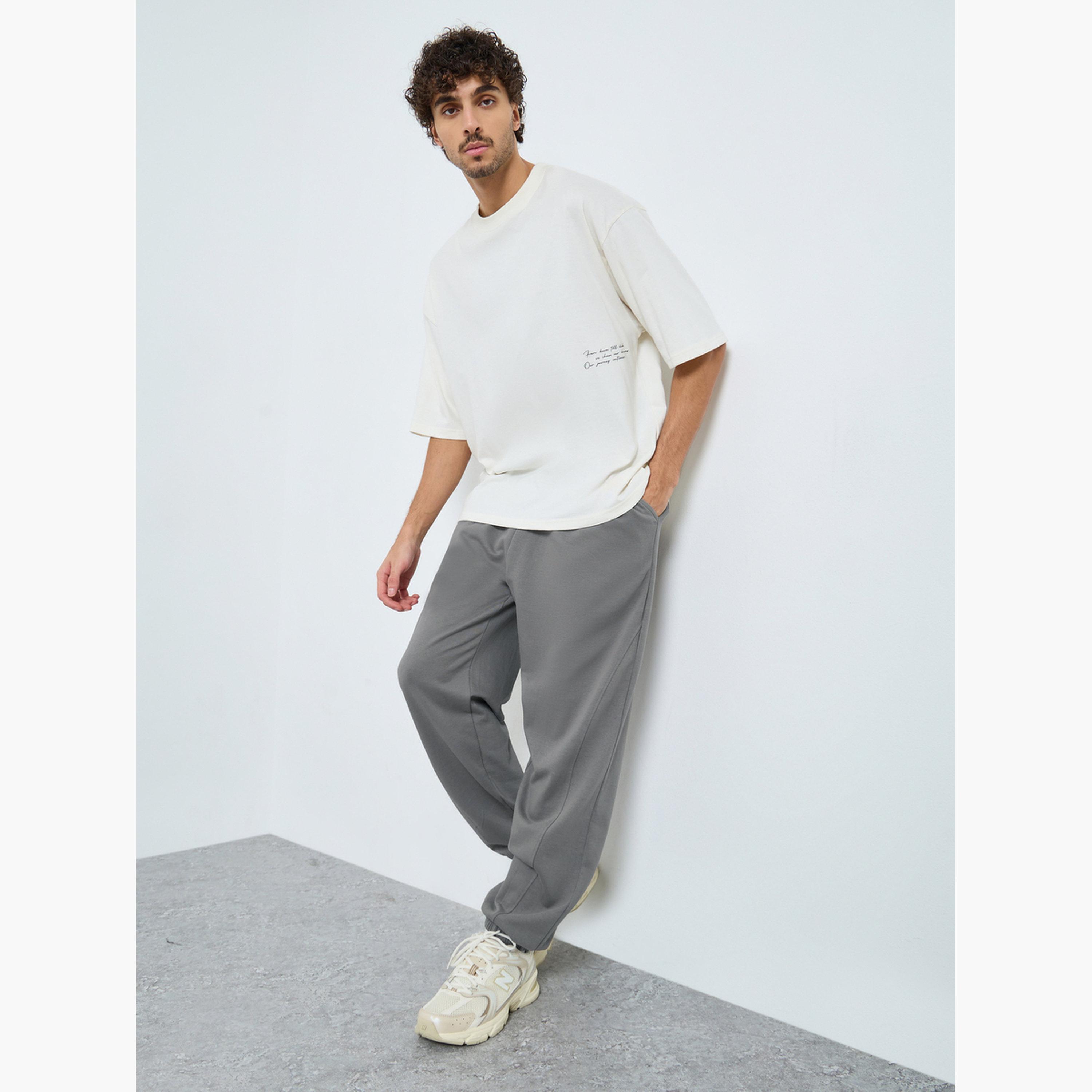 Styli Men Gray Heavy Fleece Joggers-men-clothing-bottoms-joggers-image-2