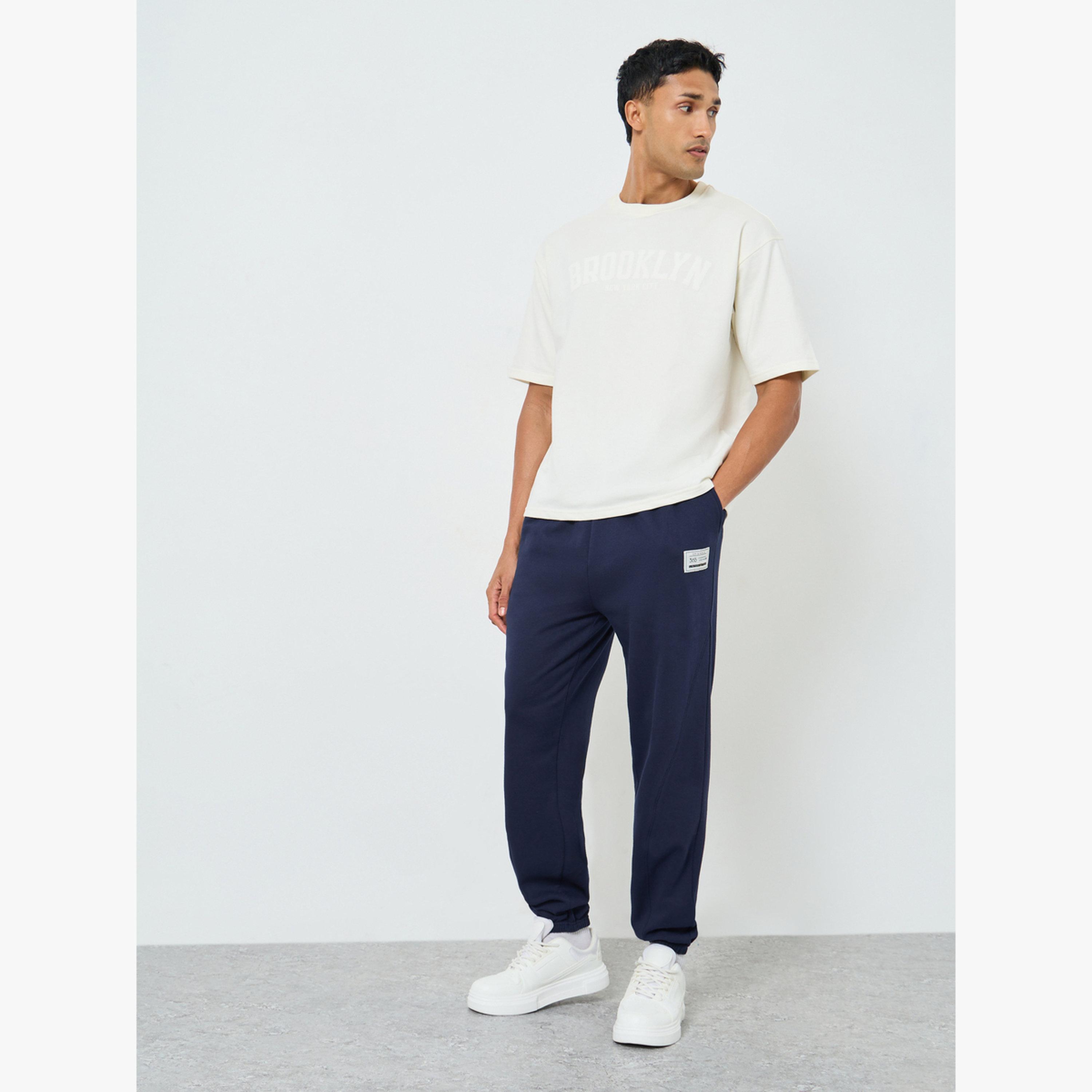Styli Men Heavy Fleece Joggers with Badge Detail-men-clothing-bottoms-joggers-image-2