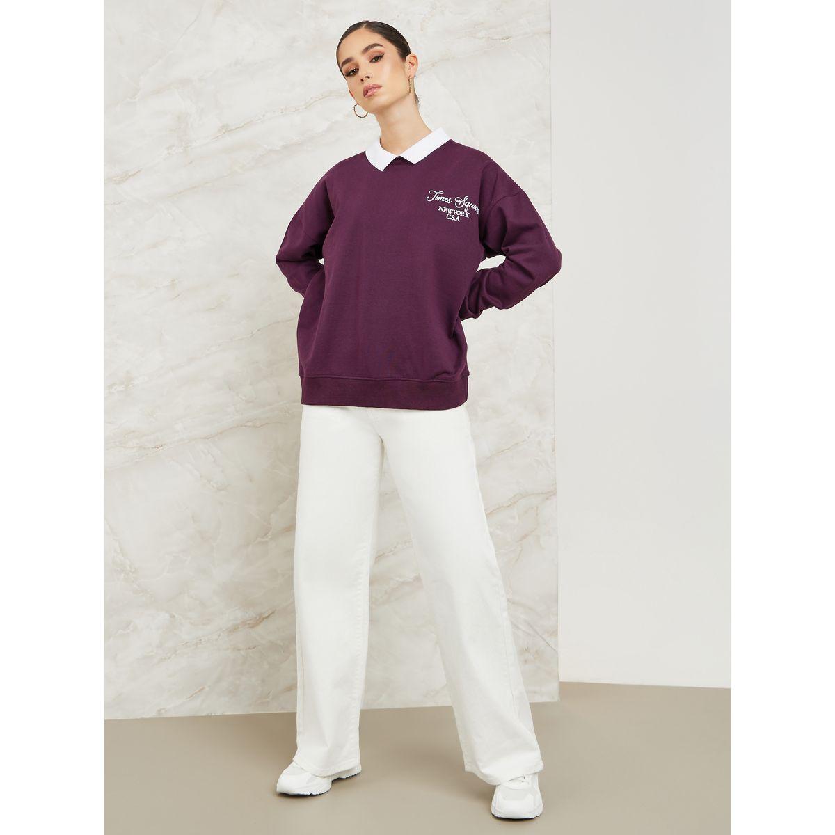 سويت شيرت بقصة عادية-women-winterwear-hoodiesandsweatshirts-sweatshirts-image-2