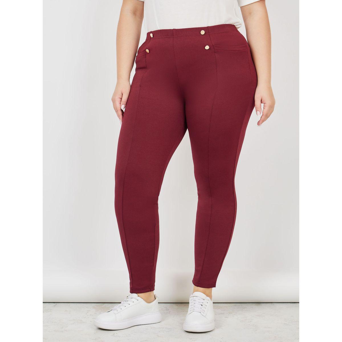 Styli Plus High Rise Button Detail Skinny Fit Tregging-women-clothing-bottoms-leggings-image-1