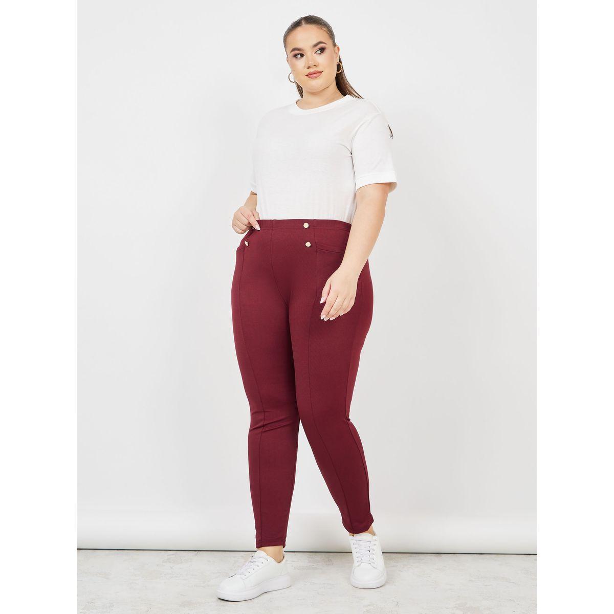 Styli Plus High Rise Button Detail Skinny Fit Tregging-women-clothing-bottoms-leggings-image-2