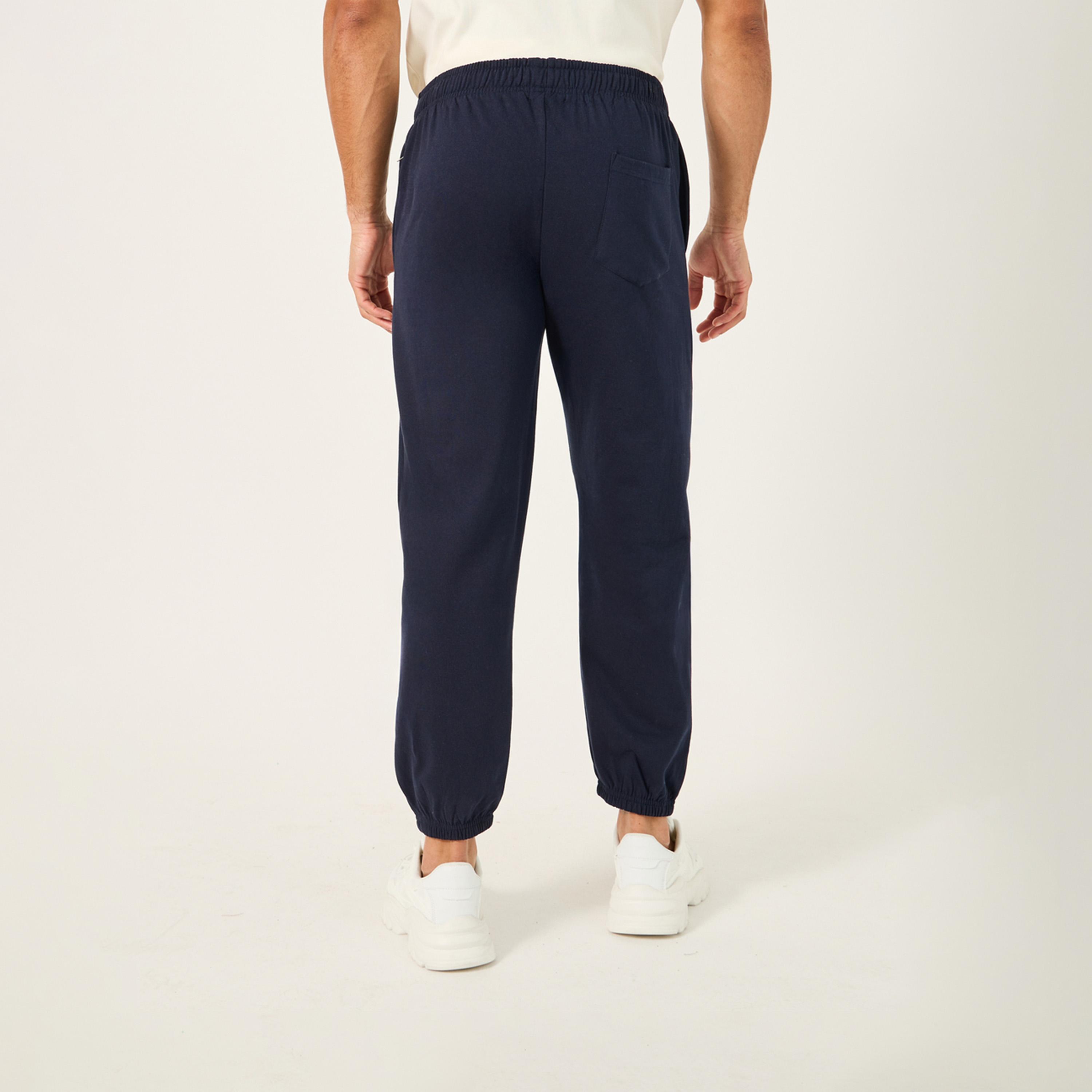 ستايلي - بنطال رياضي صوف بقصة مريحة بتفاصيل شعار مع جيوب بسحاب-men-clothing-bottoms-joggers-image-5