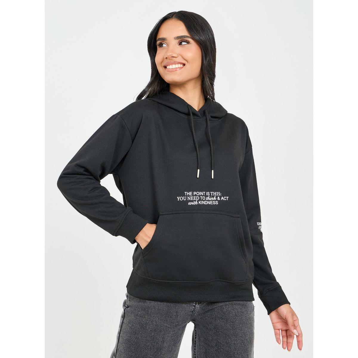 سويت شيرت بياقة هودي وجيوب-women-winterwear-hoodiesandsweatshirts-sweatshirts-image-1