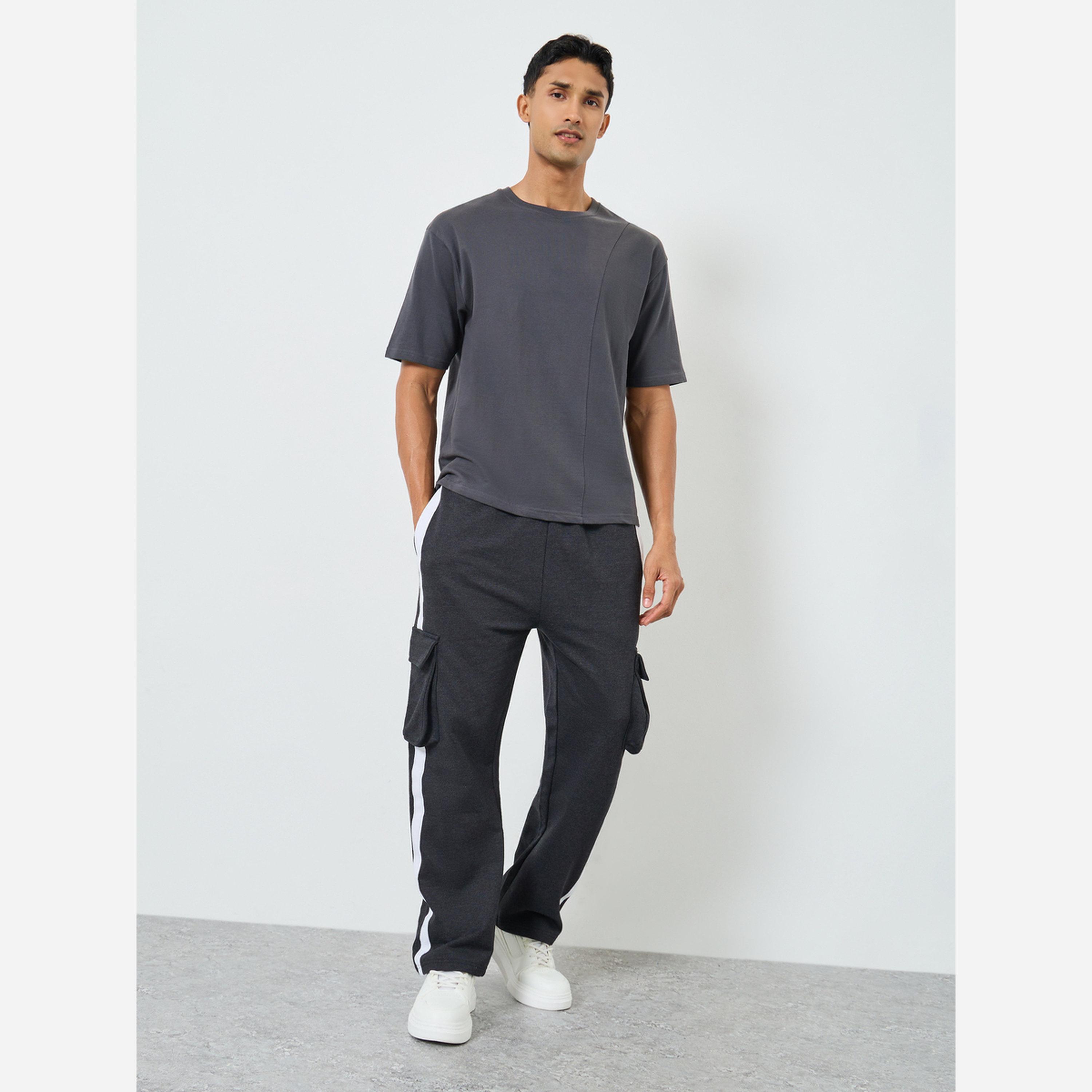 ستايلي - بنطال رياضي رجالي مخطط لون رمادي داكن-men-clothing-bottoms-joggers-image-2