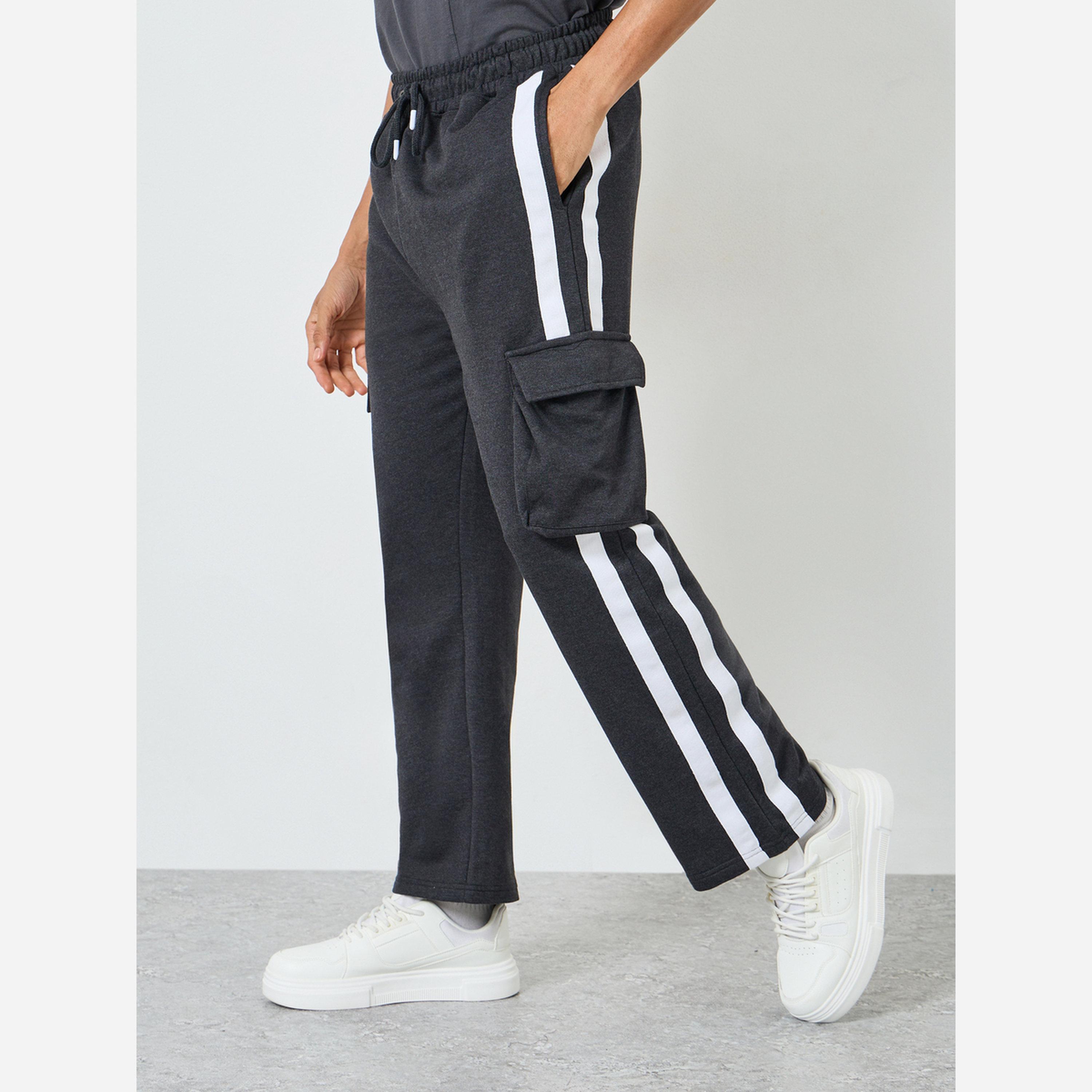 ستايلي - بنطال رياضي رجالي مخطط لون رمادي داكن-men-clothing-bottoms-joggers-image-3