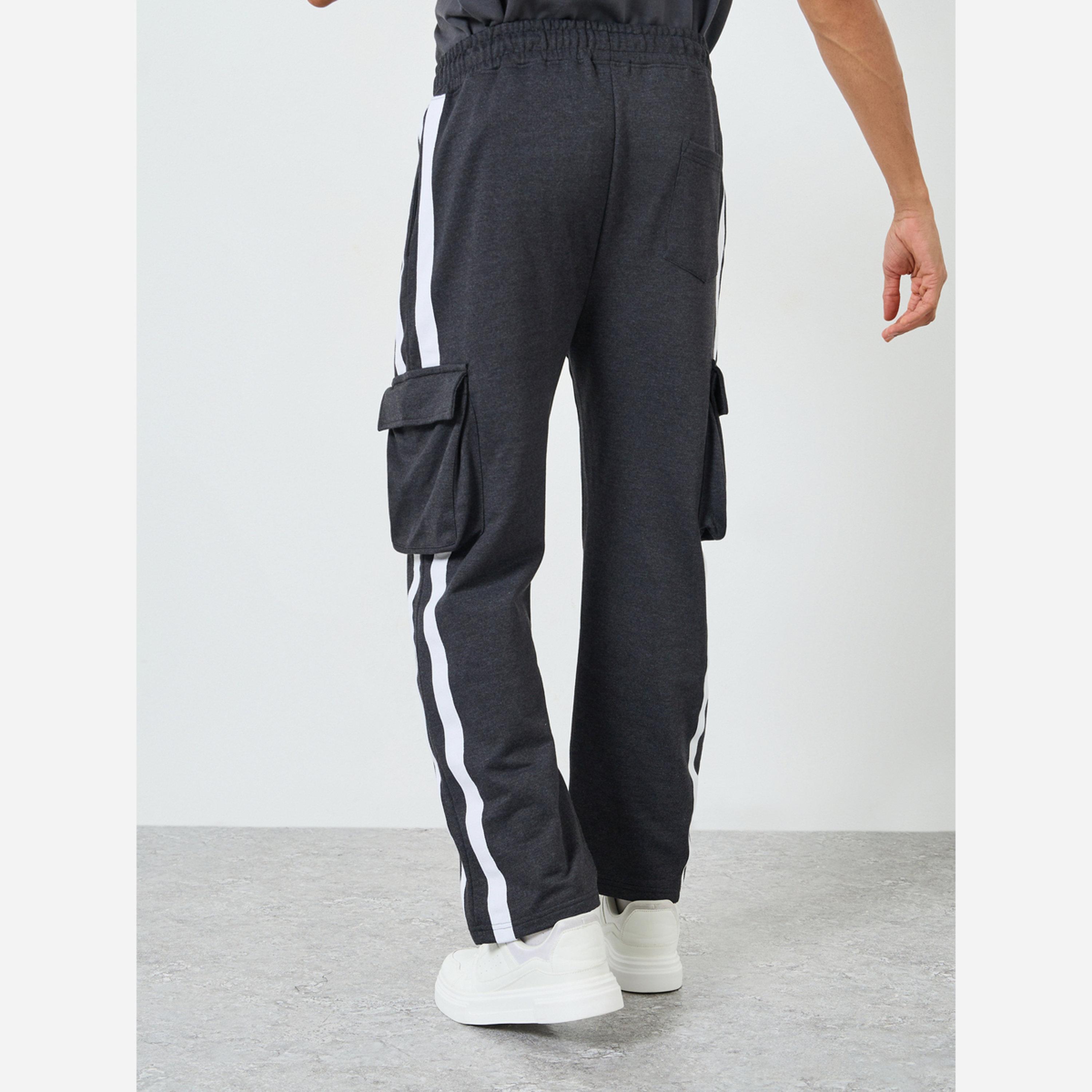 ستايلي - بنطال رياضي رجالي مخطط لون رمادي داكن-men-clothing-bottoms-joggers-image-4