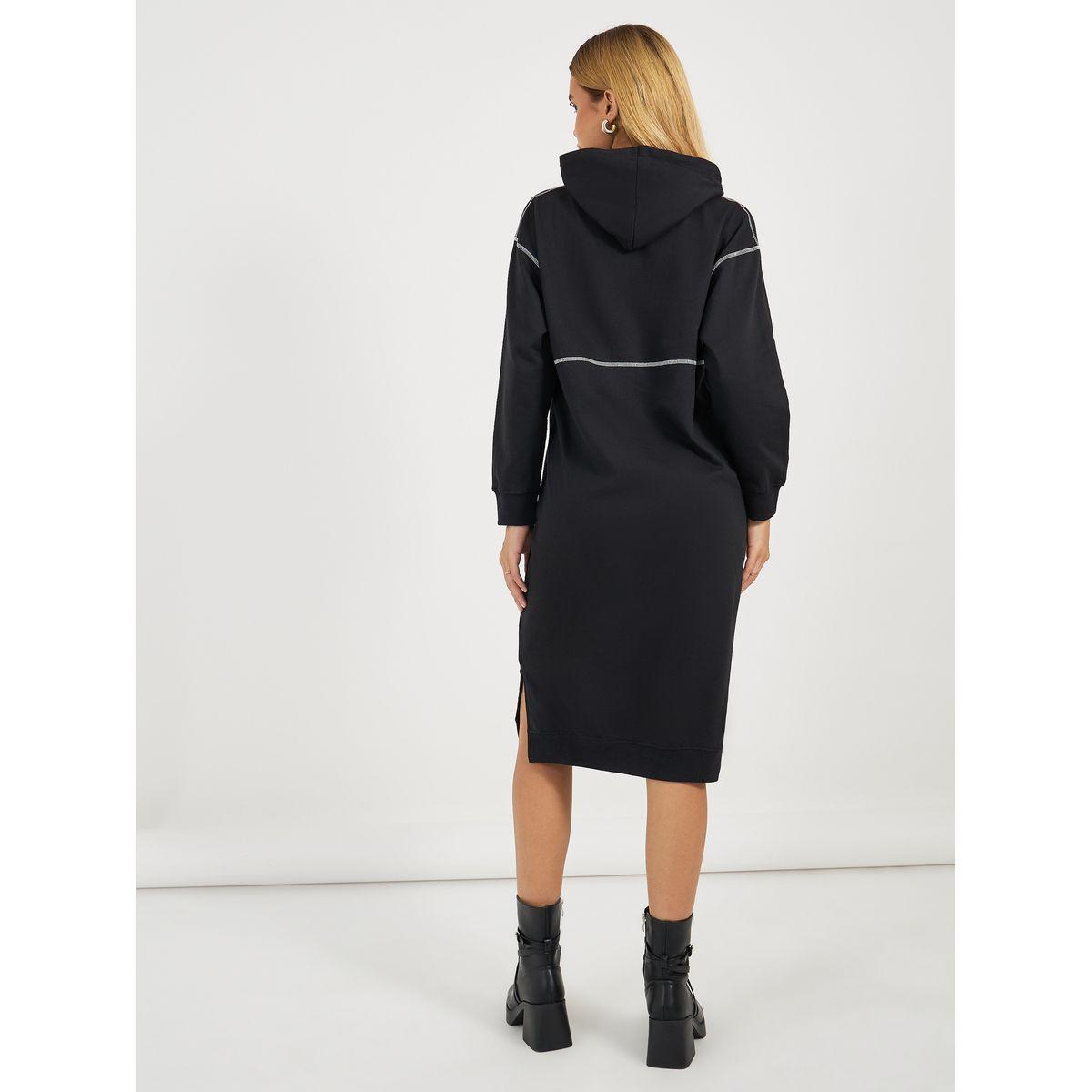 Styli Elevate Contrast Overlock Stich Hooded Sweatshirt Midi Dress-women-clothing-dresses-image-5