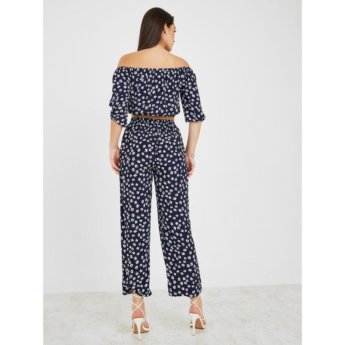 Styli Ditsy Print Off Shoulder Crop Top & Pants Co-Ords-women-clothing-coordsets-image-6