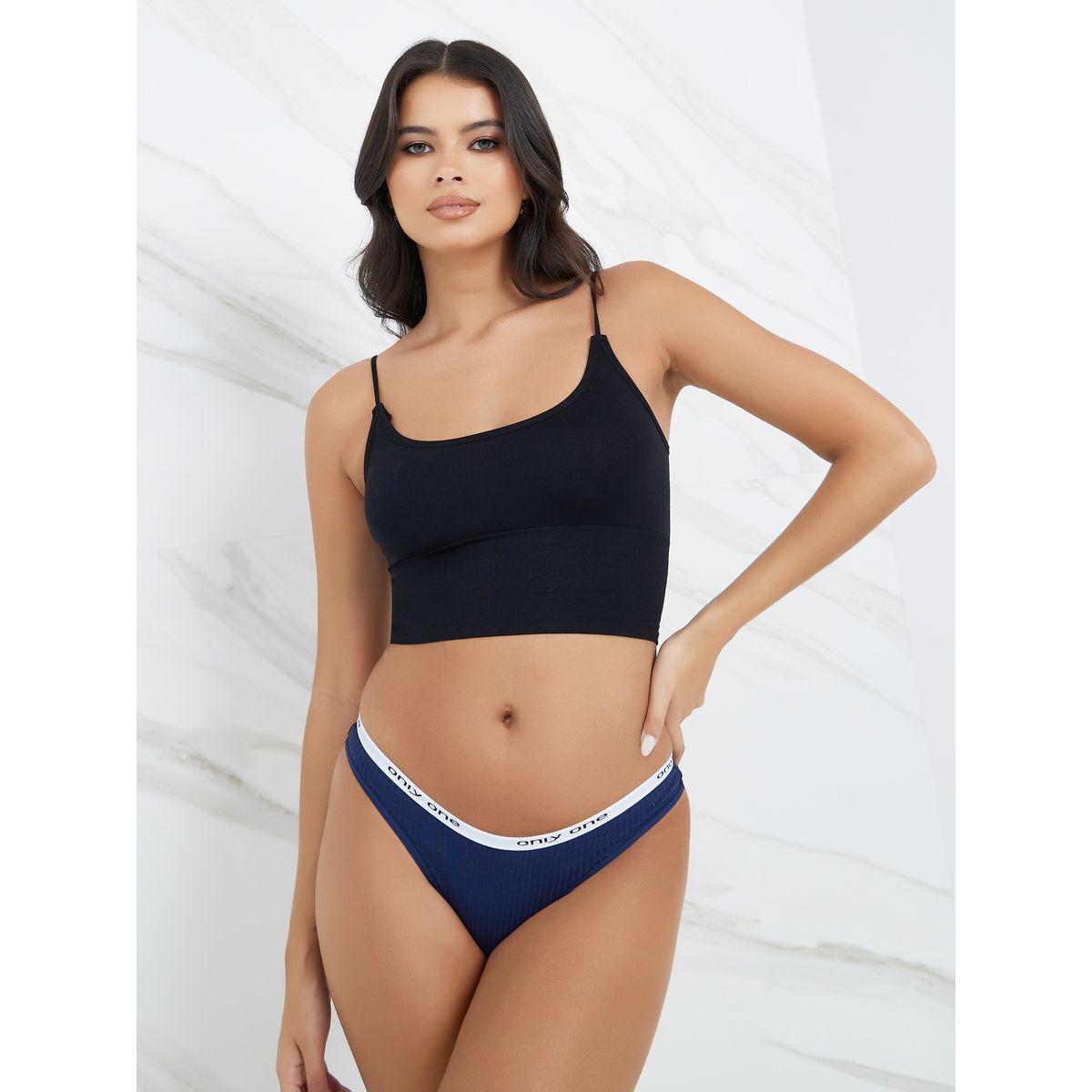 Styli Pack of 6 - Text Print Cotton Elastic Ribbed Thong-women-clothing-lingerie-panties-image-2