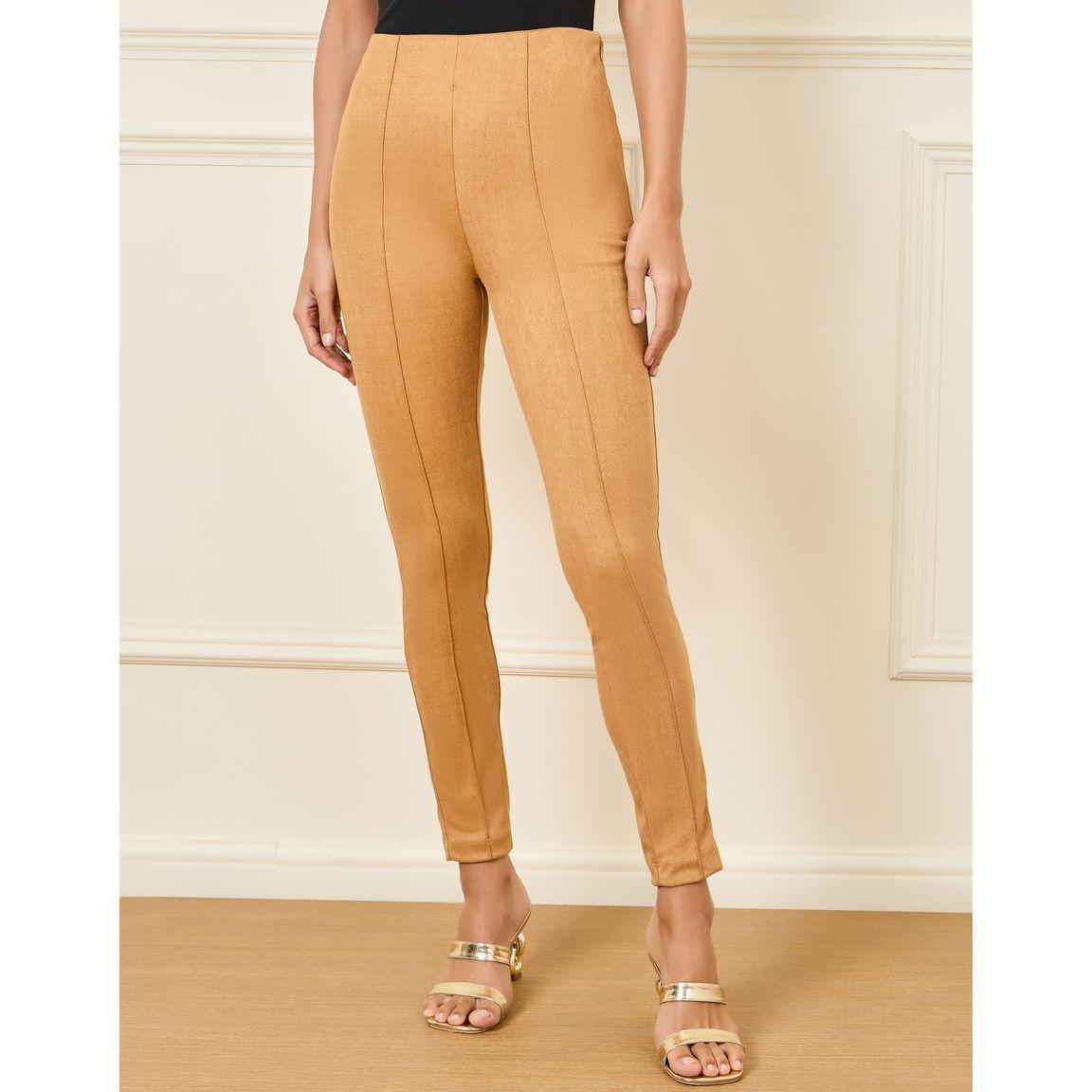 Styli High Rise Pintuck Suede Leggings-women-clothing-bottoms-trousers-image-1
