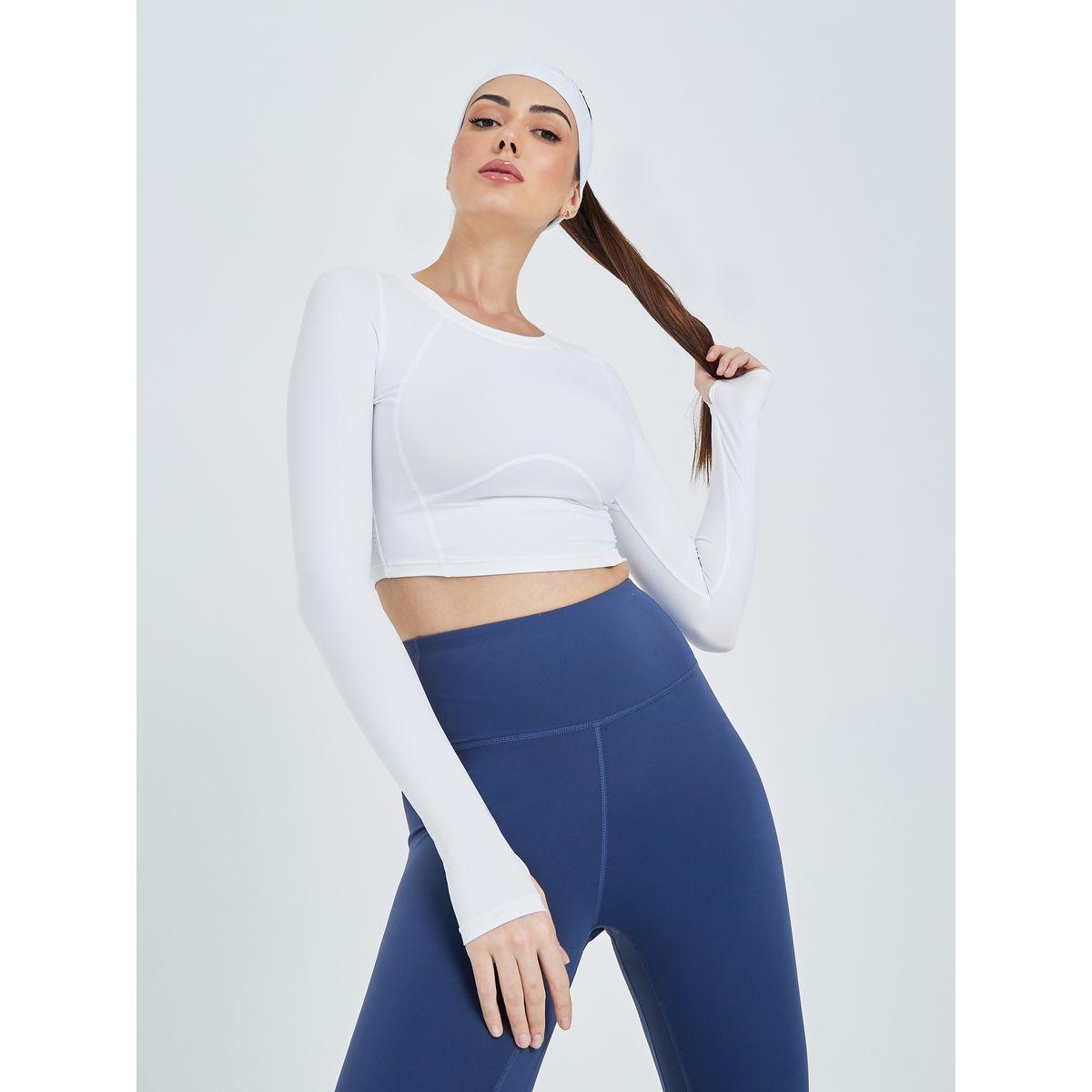 Styli Active Textured Back Panel Contour Effect Stitch Detail Crop Top-women-clothing-sportswearandactivewear-tshirtsandvests-image-3