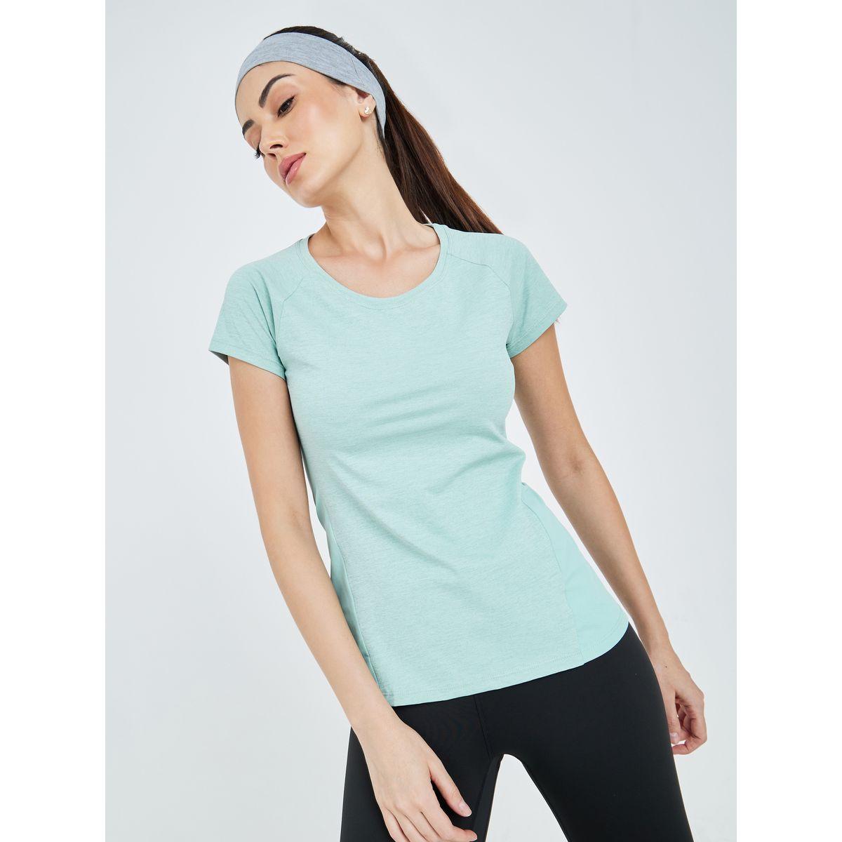 Styli Active Melange Front Panel & Perforated Back Panel Top-women-clothing-sportswearandactivewear-tshirtsandvests-image-1