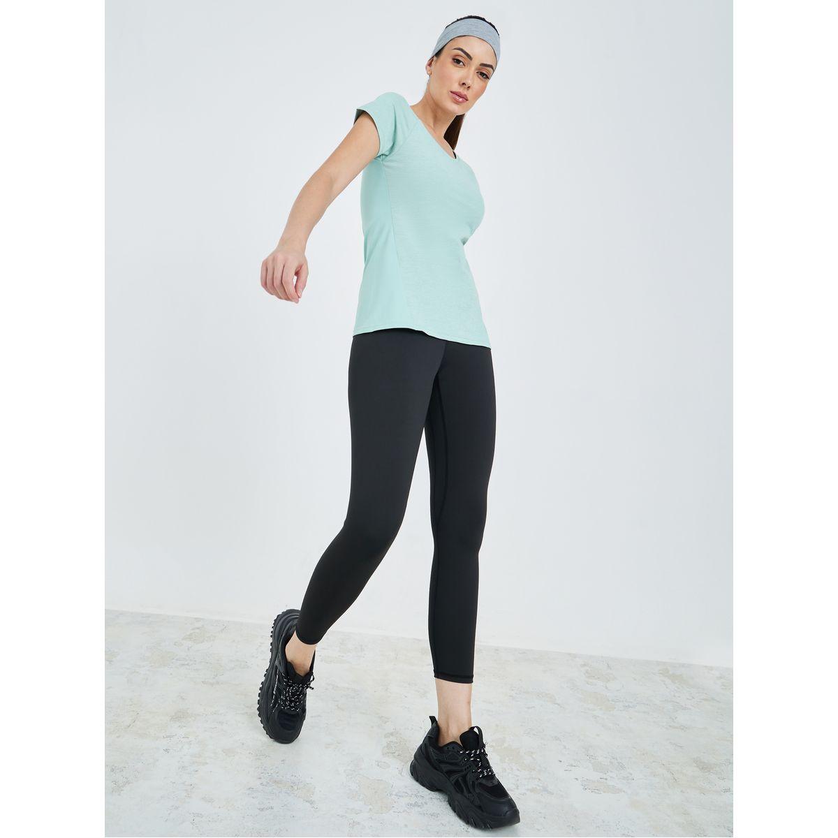 Styli Active Melange Front Panel & Perforated Back Panel Top-women-clothing-sportswearandactivewear-tshirtsandvests-image-2