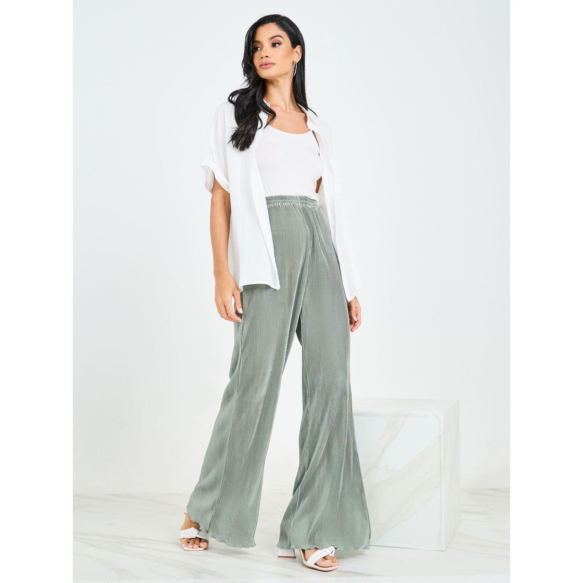 بنطال بأرجل واسعة وخصر مطاطي-women-clothing-bottoms-trousers-image-1