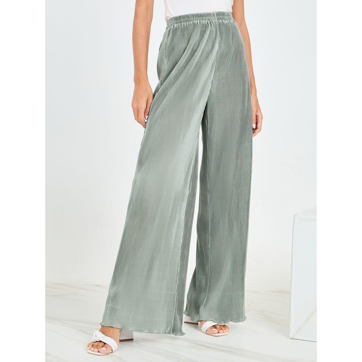 بنطال بأرجل واسعة وخصر مطاطي-women-clothing-bottoms-trousers-image-2