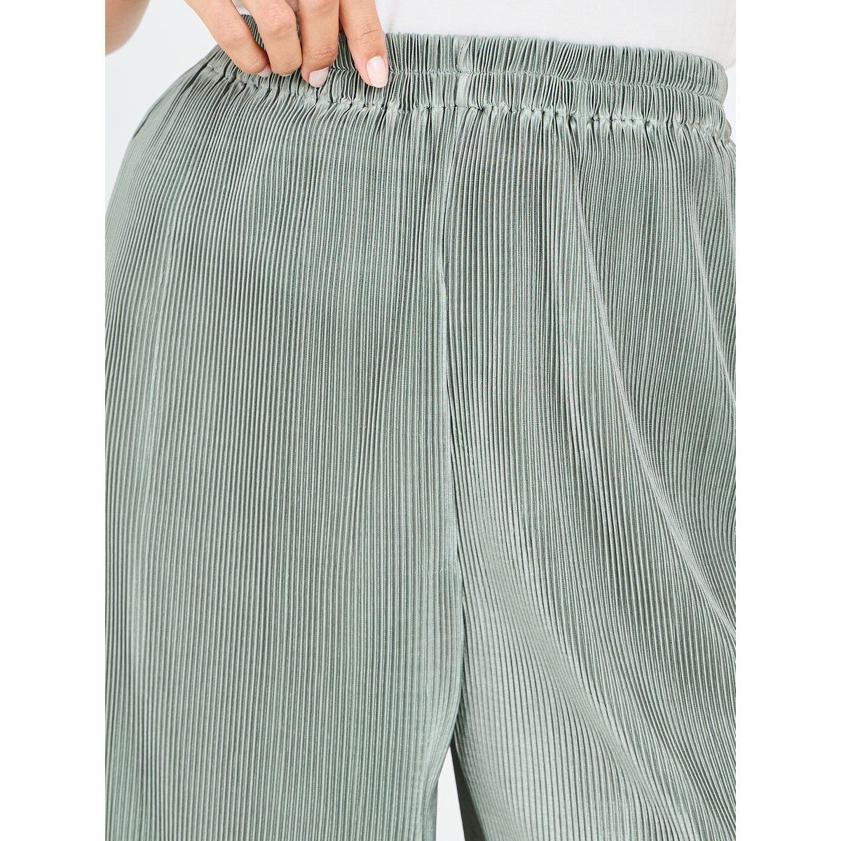 Styli Plisse Wide Leg Pants with Elastic Waistband-women-clothing-bottoms-trousers-image-4