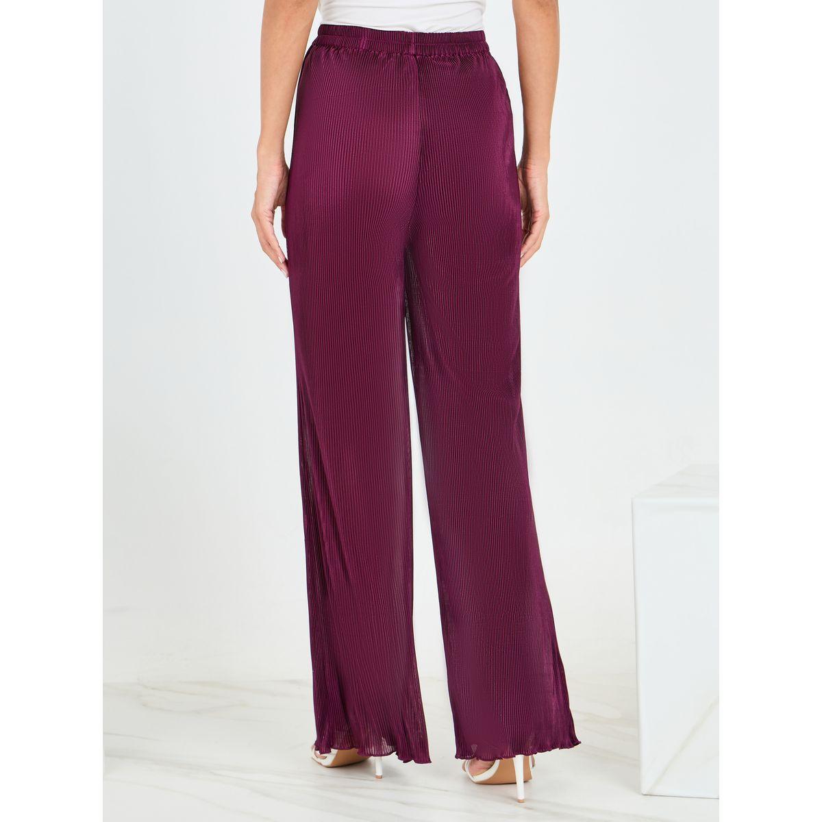 Styli Plisse Wide Leg Pants with Elastic Waistband-women-clothing-bottoms-trousers-image-5
