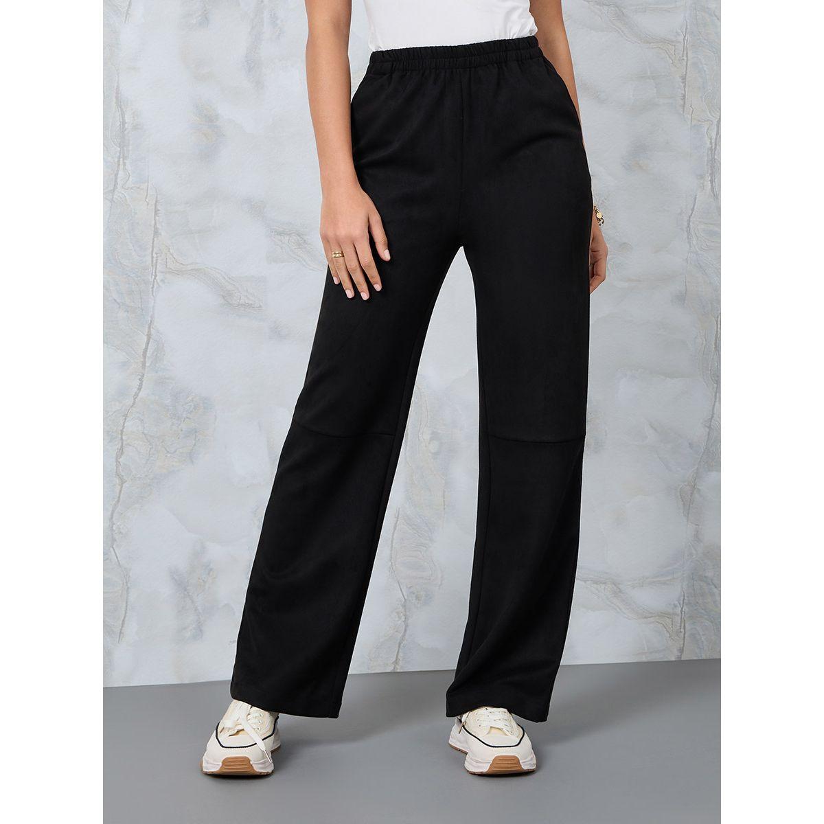 Styli Suede Look Straight Leg Pants with Side Pocket-women-clothing-bottoms-trousers-image-2