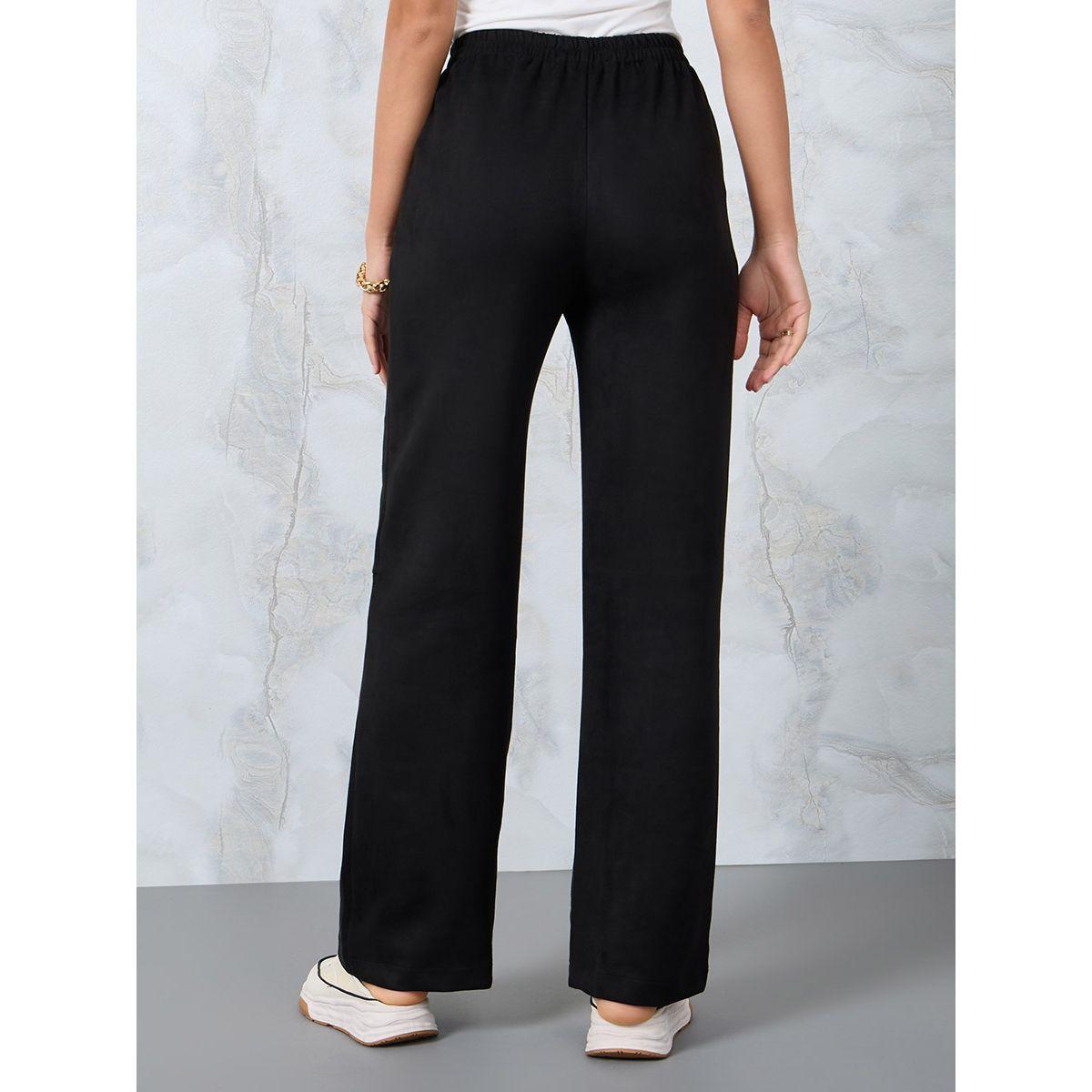Styli Suede Look Straight Leg Pants with Side Pocket-women-clothing-bottoms-trousers-image-4