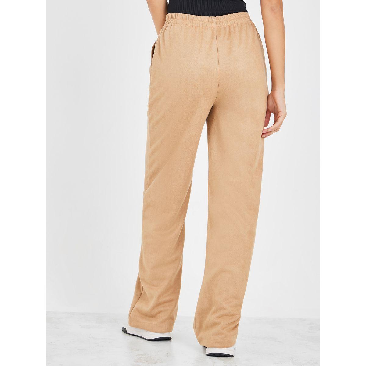 Styli Suede Look Straight Leg Pants with Side Pocket-women-clothing-bottoms-trousers-image-4