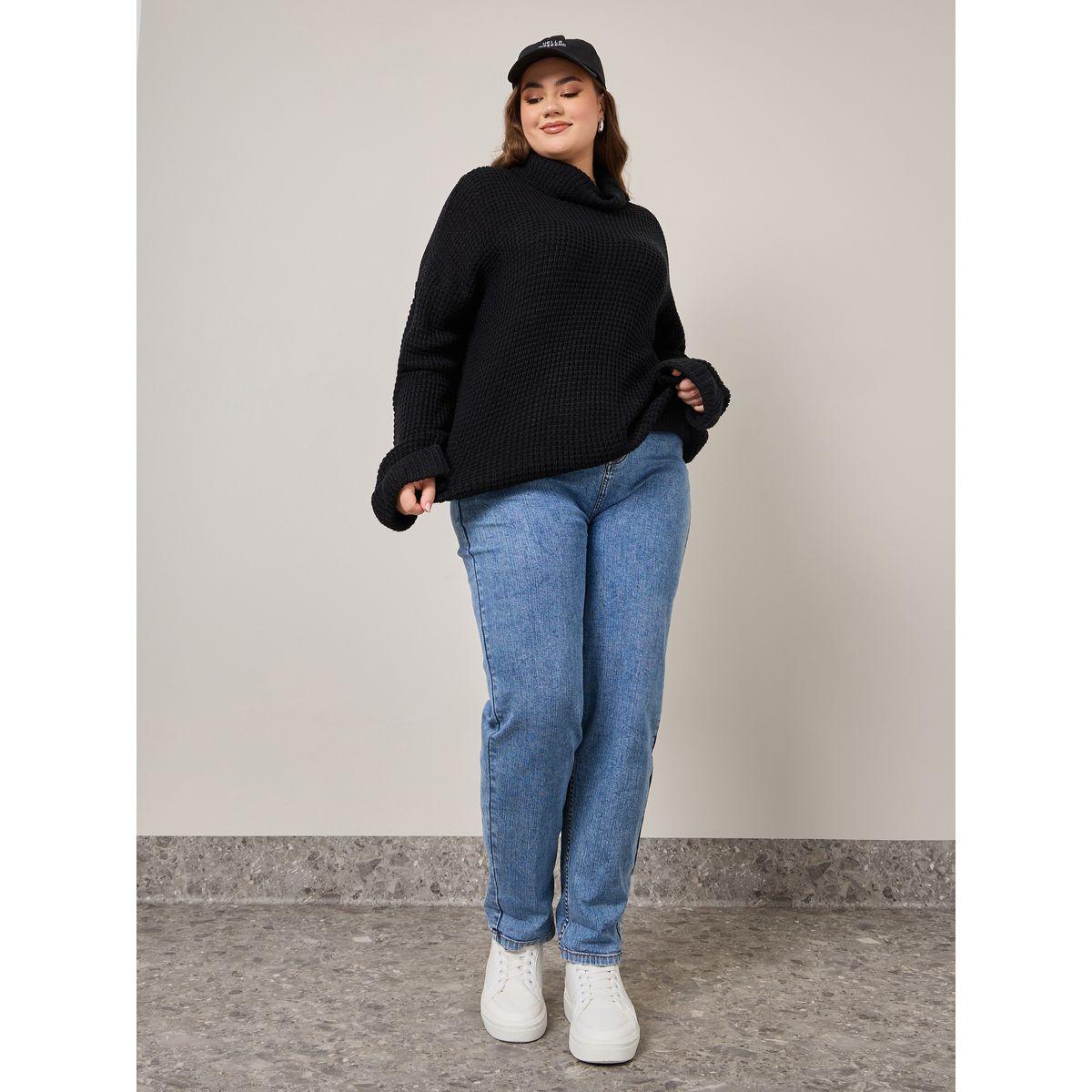 Styli Plus Oversized Chunky Knit Turtle Neck Sweater-women-winterwear-hoodiesandsweatshirts-hoodies-image-2