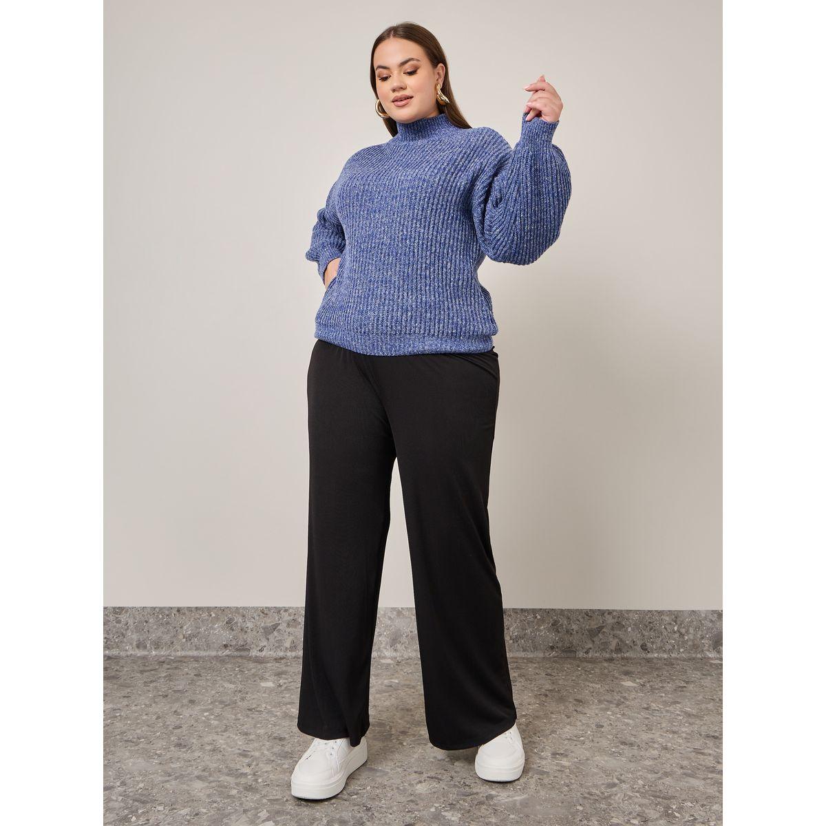 Styli Plus High Neck Mixed Yarn Sweater-women-winterwear-hoodiesandsweatshirts-hoodies-image-2