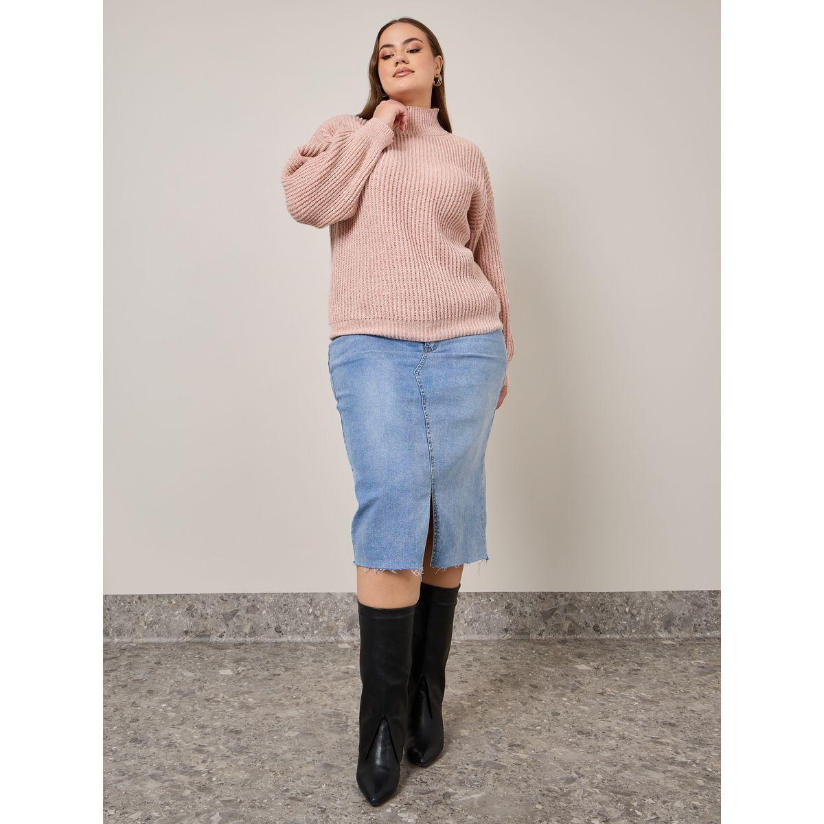 Styli Plus High Neck Ribbed Sweater-women-winterwear-hoodiesandsweatshirts-hoodies-image-1