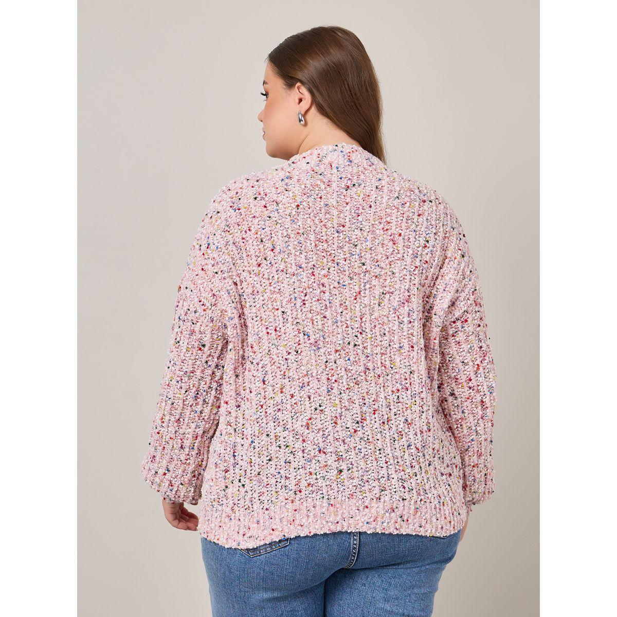 Styli Plus High Neck Mixed Yarn Sweater With Volume Sleeves-women-winterwear-hoodiesandsweatshirts-hoodies-image-5