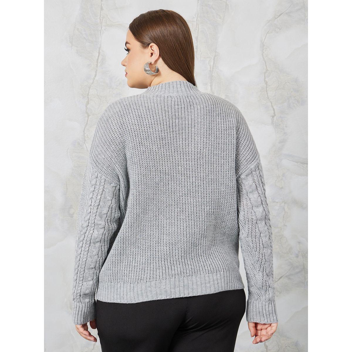 Styli Plus Regular Fit Textured Cable Knit Sweater-women-winterwear-hoodiesandsweatshirts-hoodies-image-5