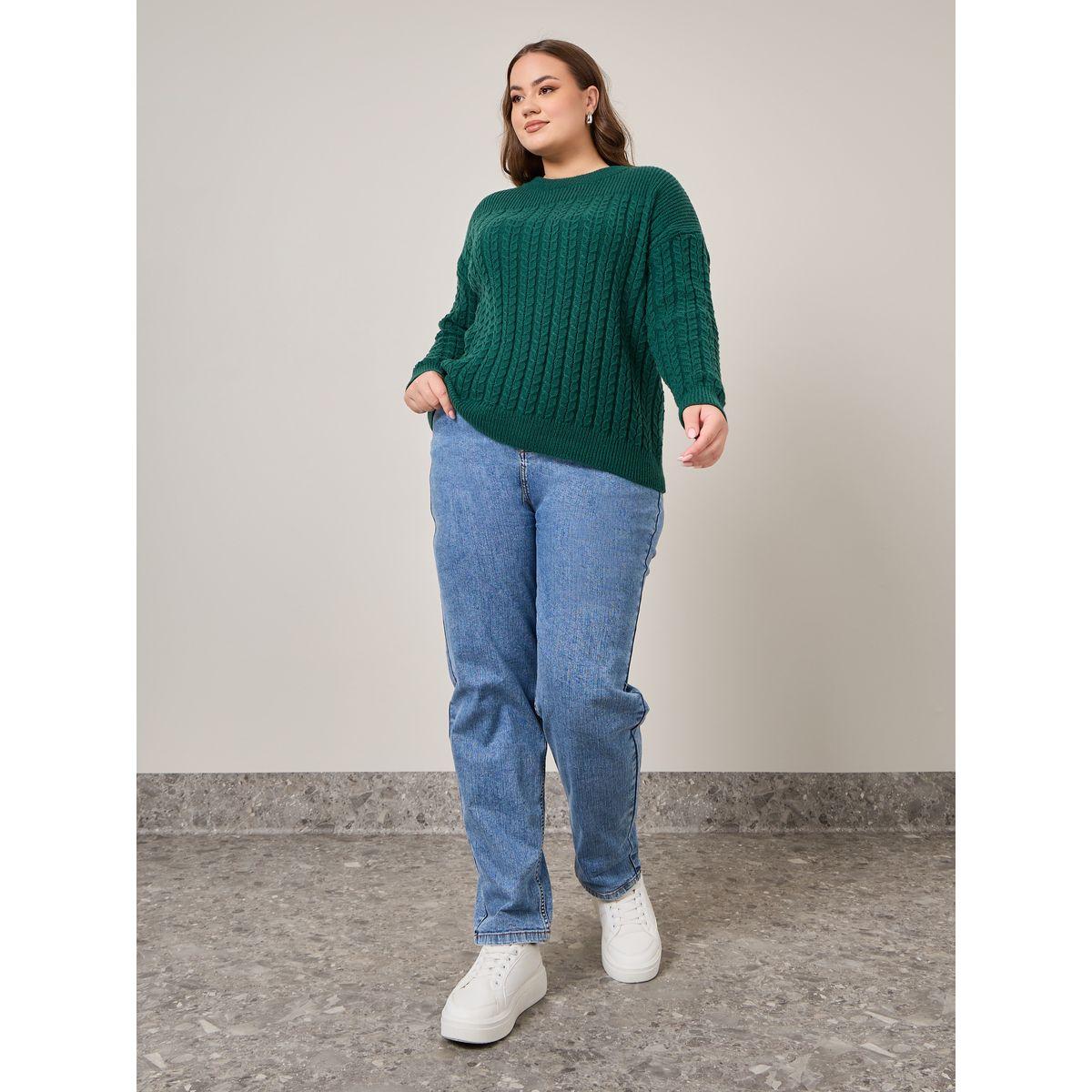 Styli Plus Brushed Yarn Cable Knit Sweater-women-winterwear-hoodiesandsweatshirts-hoodies-image-1