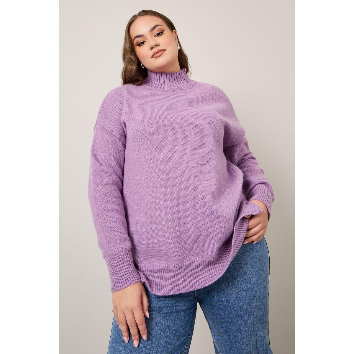 سويتر سادة بياقة عالية وشق جانبي-women-winterwear-hoodiesandsweatshirts-hoodies-image-4