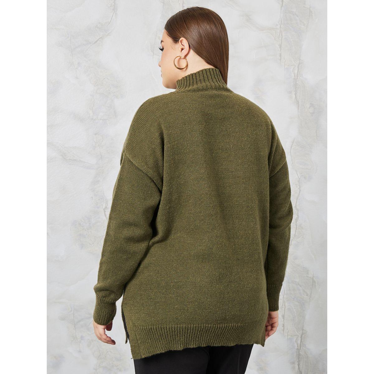 Styli Plus High Neck Knit Sweater with Side Slits-women-winterwear-hoodiesandsweatshirts-hoodies-image-4