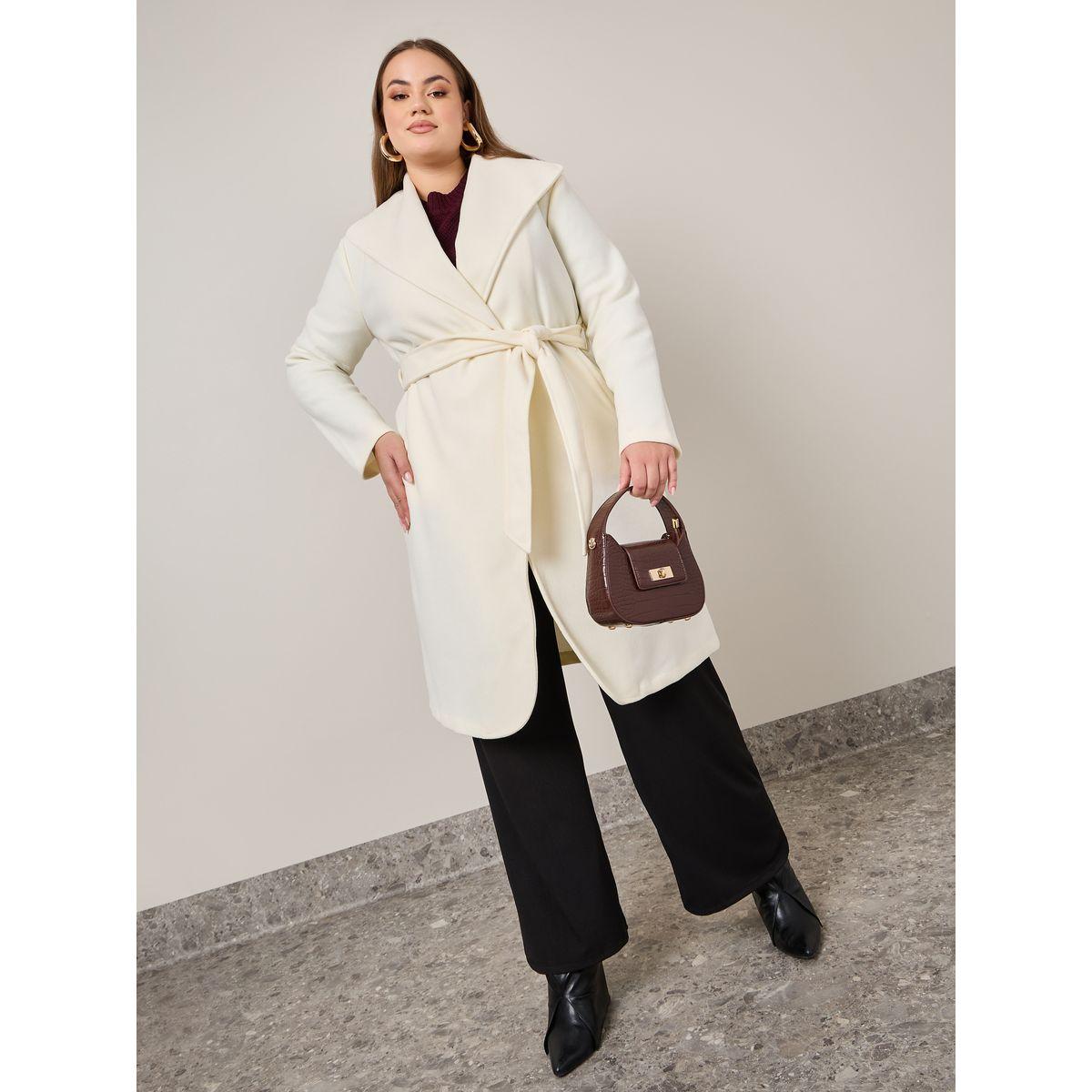 Styli Plus Regular Fit Wool Like Belted Coat-women-clothing-coatsandjackets-coats-image-1