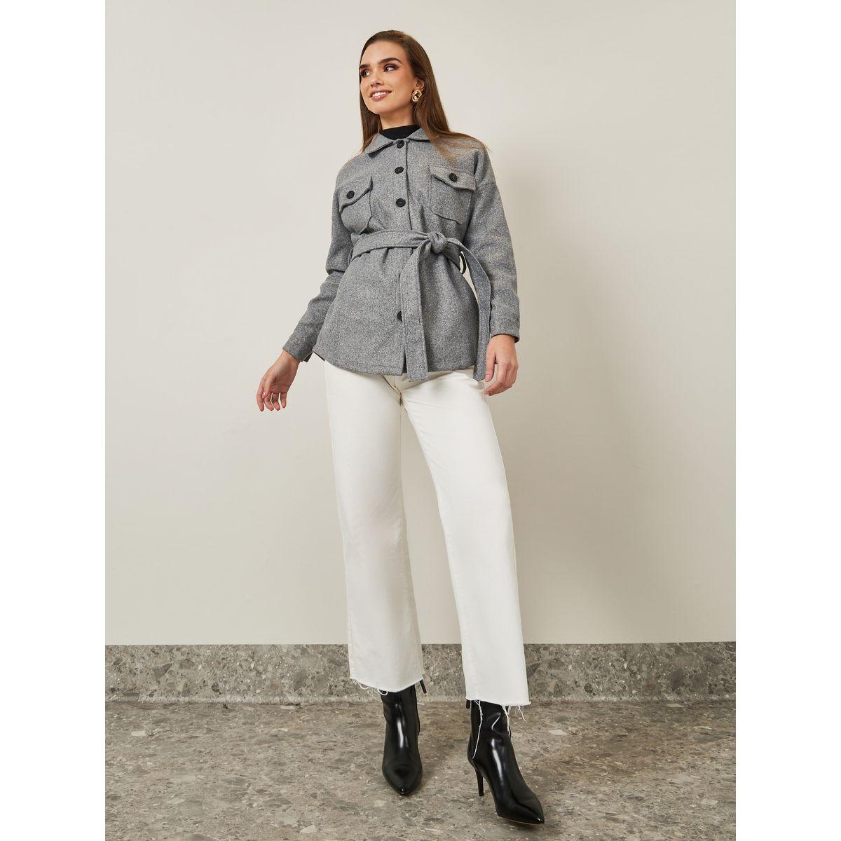 Styli Regular Fit Longline Belted Shacket-women-winterwear-coatsandjackets-jackets-image-2